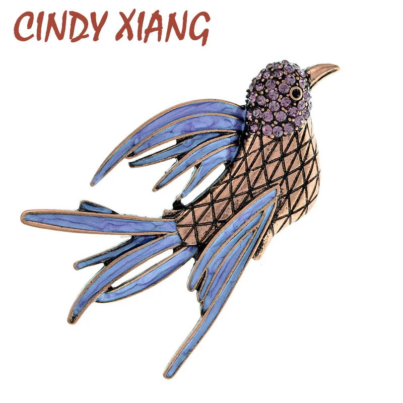

CINDY XIANG New Arrival Enamel Flying Swallow Brooch Pins For Women And Men Rhinestone Animal Bird Brooches Broche Jewelry Gift