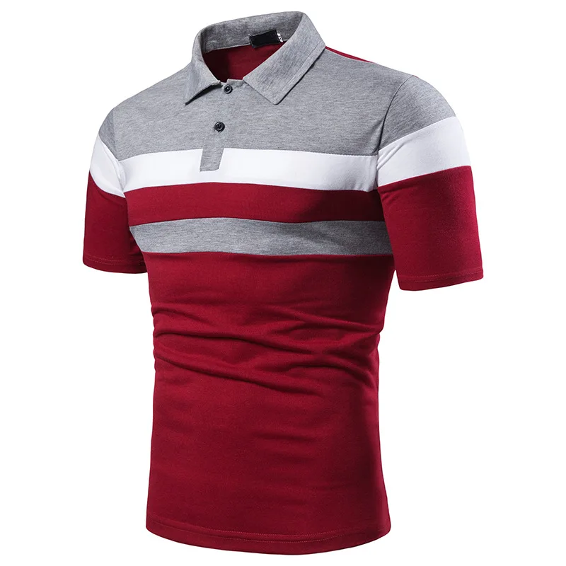 

Summer Men Short-sleeved Brand Clothing Golf Polo T-shirt Fashion Business Casual Cotton Male Strip High Quality Contrast Color