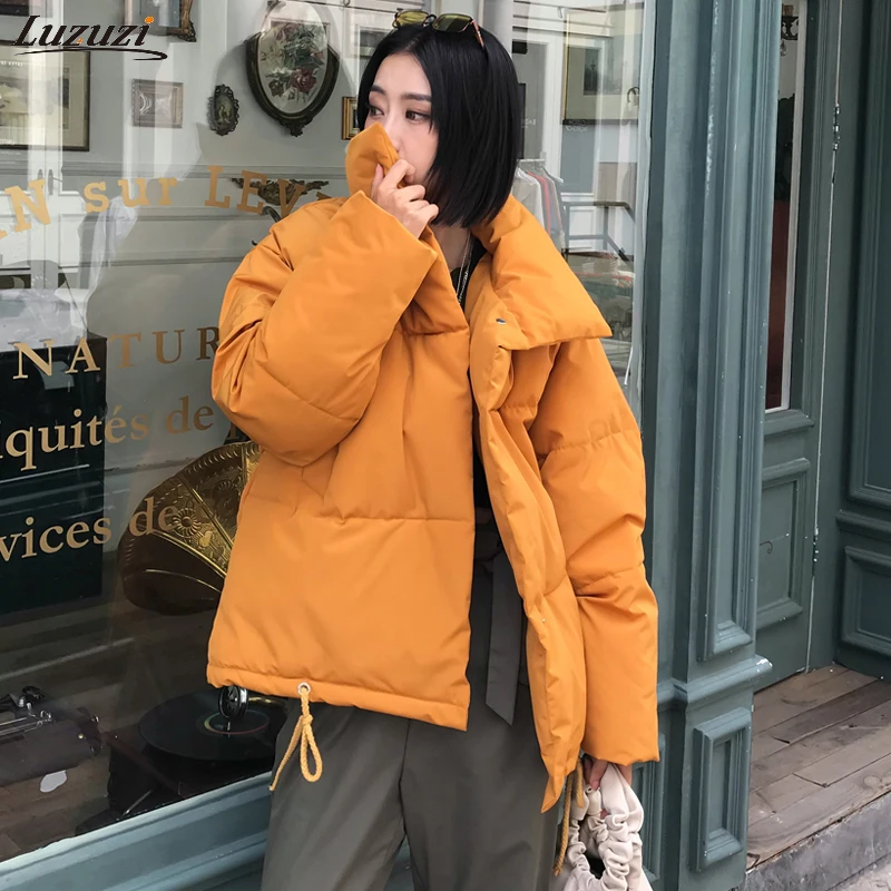 Luzuzi осенне зимняя куртка Женское пальто модная женская со стоячим воротником