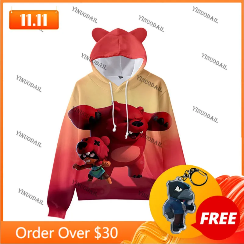 

Cute Cat Ear Kids Favorite Hoodie Children's Wear Shooting Game 3d Swearshirt Boys Girls Tops MAX GENE Star Clothes