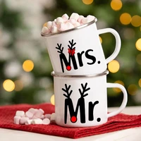 mr and mrs enamel coffee mugs wedding party beer drink water cups creative breakfast dessert milk cup bride and groom gift mug