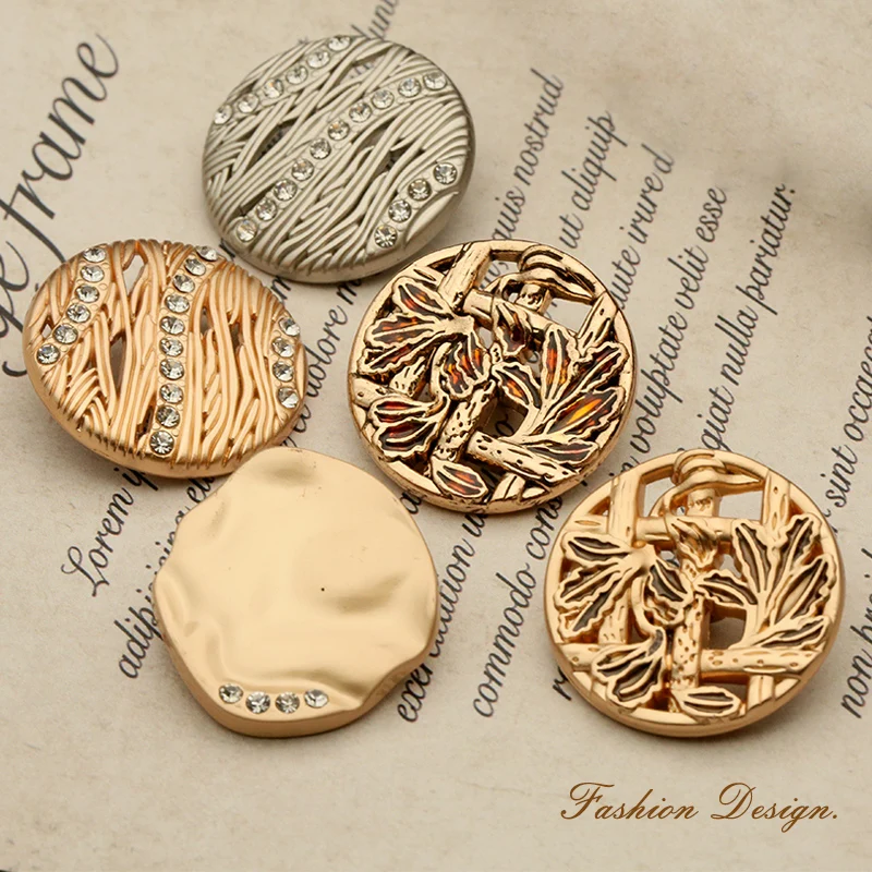 6шт Золотые Серебряные Пуговицы для Одежды Бриллиантовый Металлический Пальто Пришивка Повседневный Костюм Декоративные Свитера Рукоделие.
