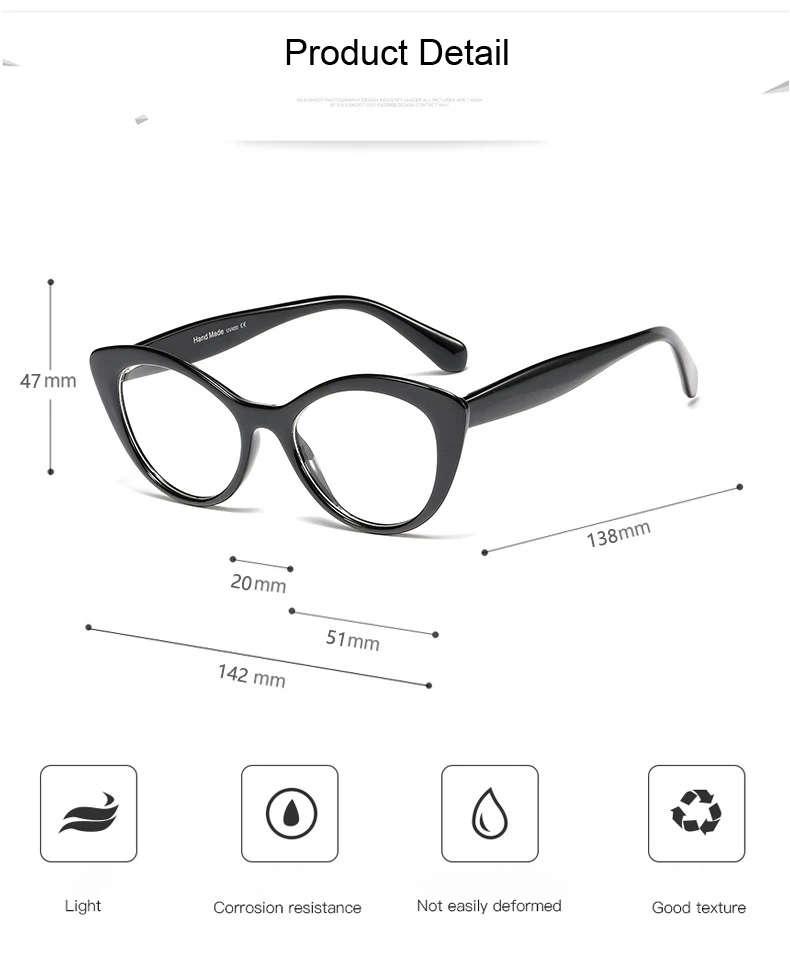 Fashion Cateye Glasses Frame Women USA StyleTrendy Oval Eyeglasses Frame Vintage Clear Lens Glasses Optical Spectacle Frame