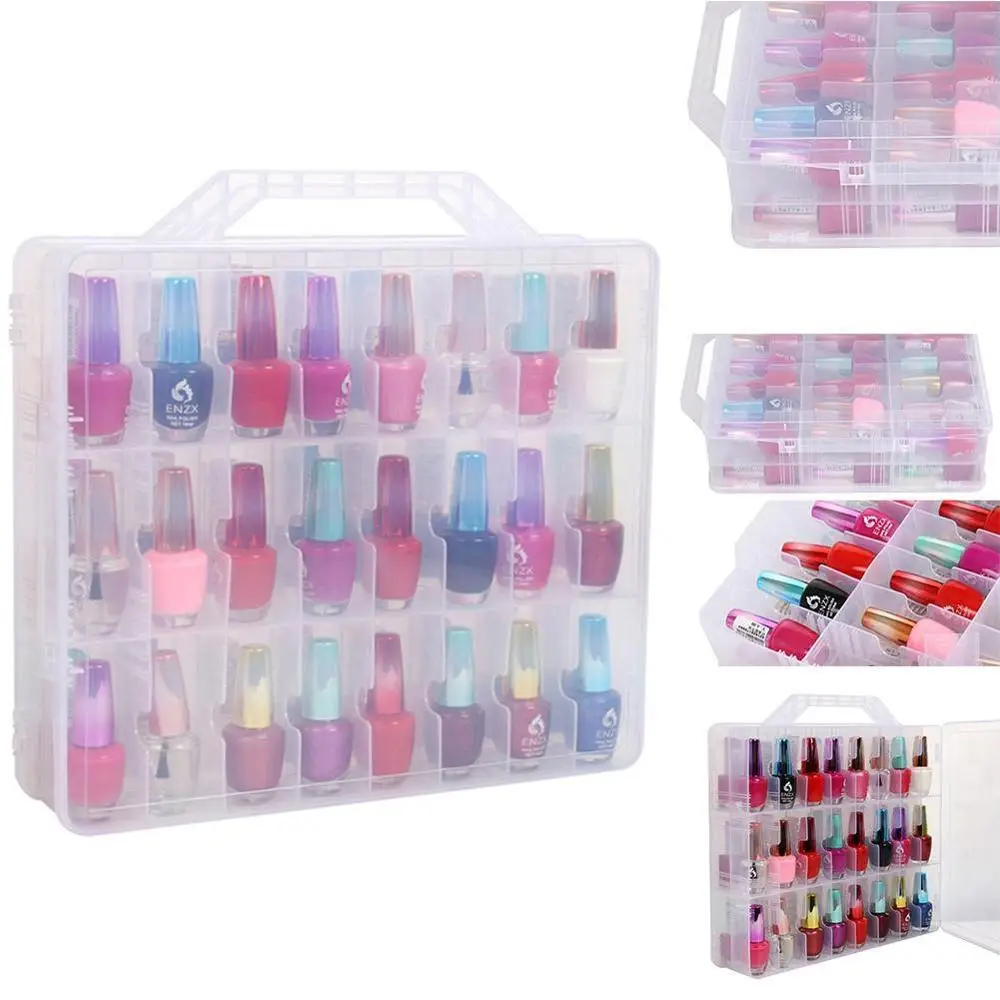 

Empty Nail Polish Storage Box Equipment For Nail Oil Box 48 Rack Portable Storage Double Sided Box Storage Lattice V7I0