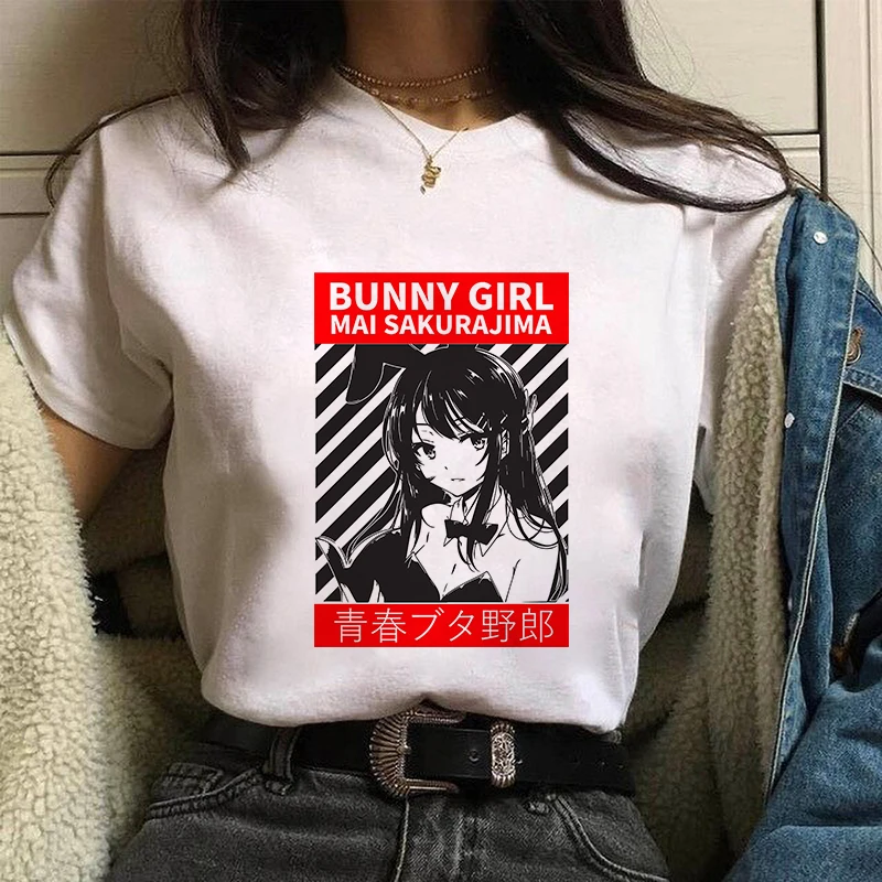 

Graphic Mai Sakurajima Anime Comics Sexy Japanese Kawaii Cartoon Oversized Cotton Tee Female/Man T-Shirt Manga t shirt Top Soft