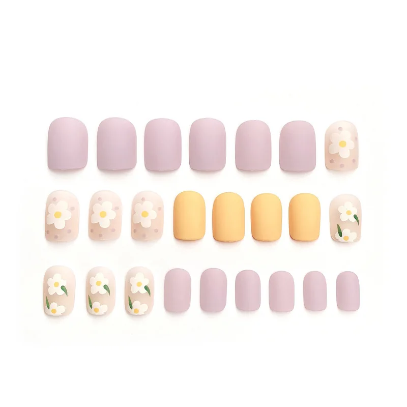 24pcs/box New Fashion Nail Art Frosted Matte Small Fresh Flower Fake Patch DIY Charm Decoration | Красота и здоровье