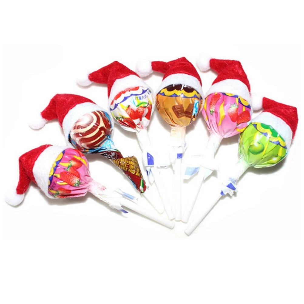 

30pcs Mini Christmas Hat Santa Claus Hat Xmas Lollipop Hat Mini Wedding Gift Creative Caps Christmas Tree Ornament Decor
