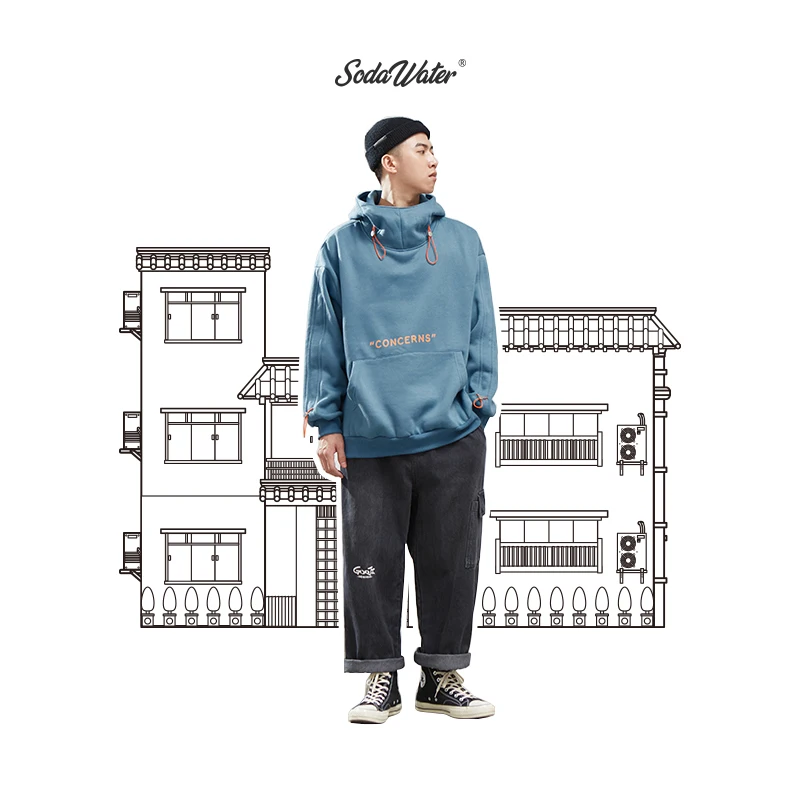 SODAWATER Men Drawstring Winter Hoodies Streetwear Hip Hop Mens and Sweatshirts High Street Loose Style 94406WS | Мужская одежда