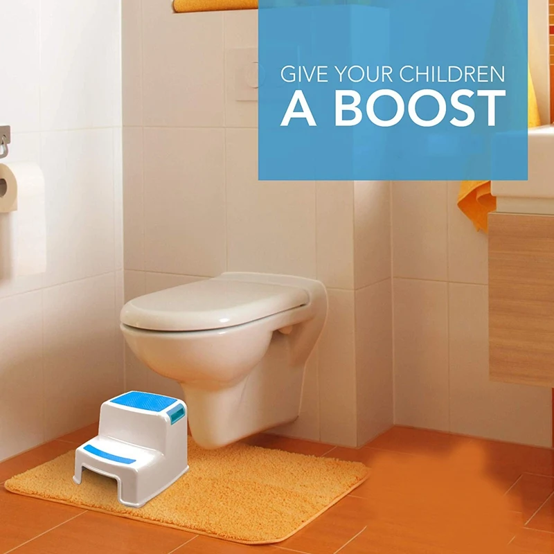 

2 Pack Two Step Kids Step Stools Child Toddler Safety Steps for Bathroom Kitchen and Toilet Potty Training Non Slip Feet