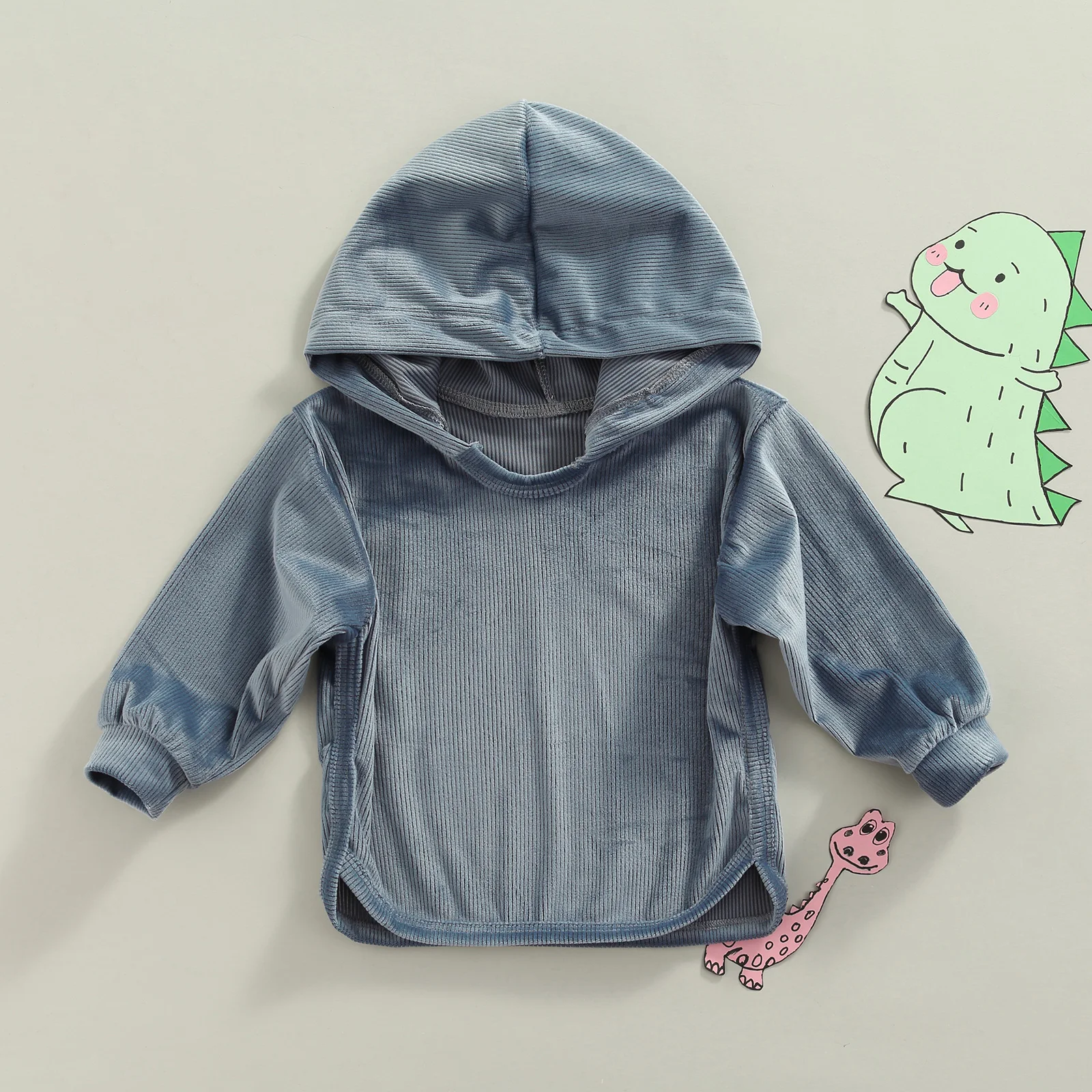 Модные однотонные трикотажные толстовки в рубчик для маленьких девочек и