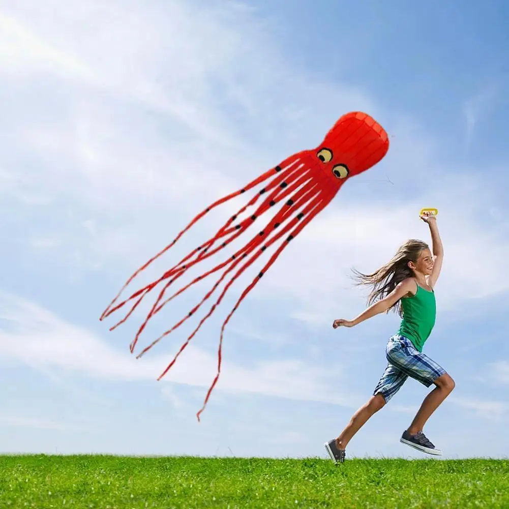 

8m Colorful Soft Octopus Kite Outdoor Toys Weifang Fly Cute Kids Animal Toys Easy For Children Factory Kite to Kite Pla V1W6