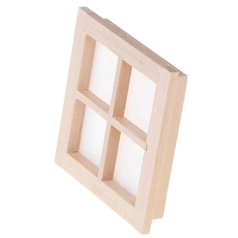 

HOT Sale Dollhouse Miniature Wooden 4 Pane Window Pretend furniture toy DIY dollhouse Accessory