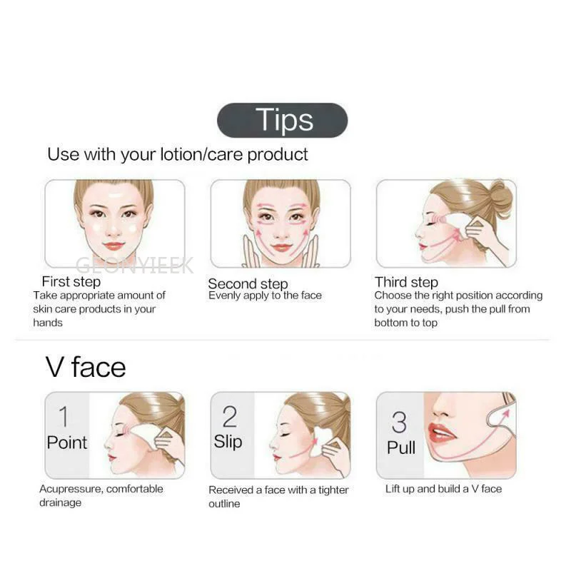 Скребок гуаша для лица и шеи из натурального розового кварца |