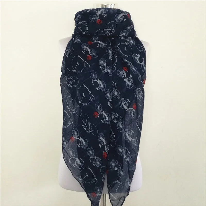 

New Fashion Women Bicycle scarf for women Prints Shawl Lady Stripe Scarf Popular women scarves for four seasons