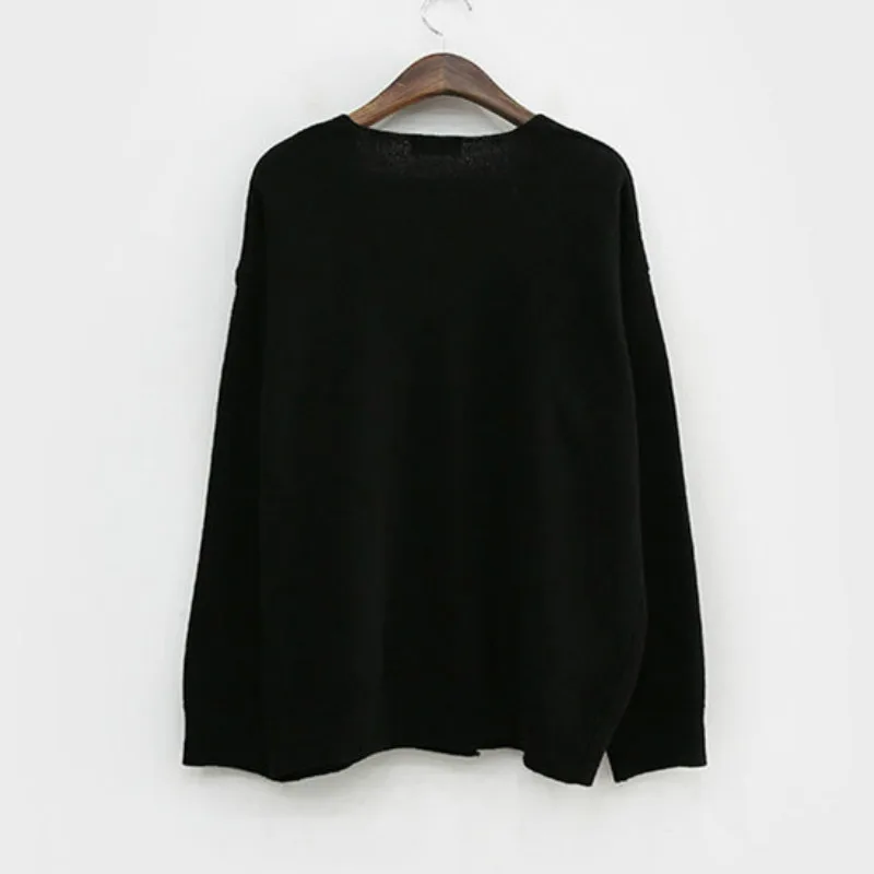 

Loose Women's Sweater Spring Autumn Long Sleeve Female V-neck Single Breasted Knit Cotton Cardigan Oversized Sweaters Ladies