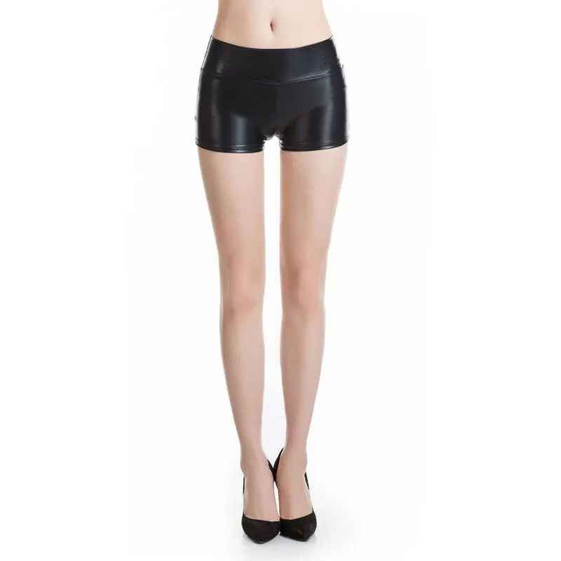 Блестящие Женские шорты из искусственной лакированной кожи с эффектом