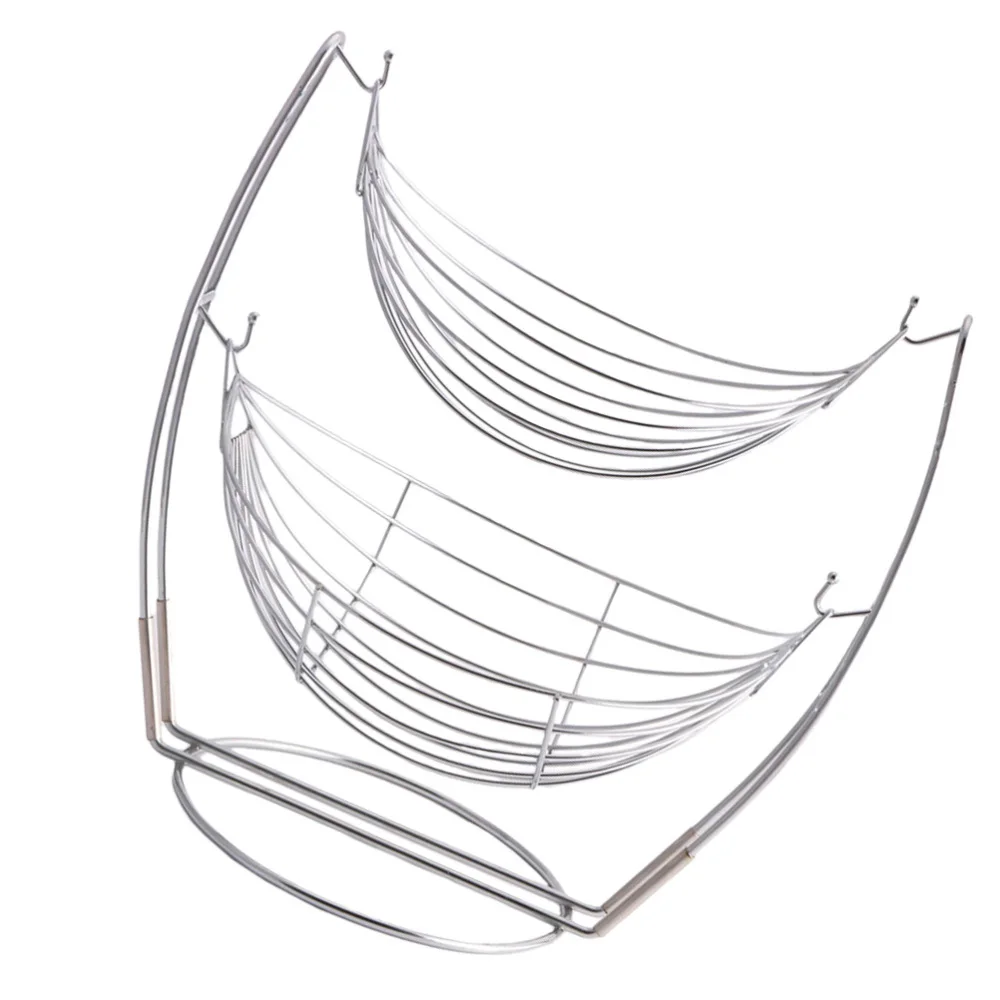 

1PC Stylish Iron Art Double-layer Fruit Tray Detachable Iron Basket (Silver)
