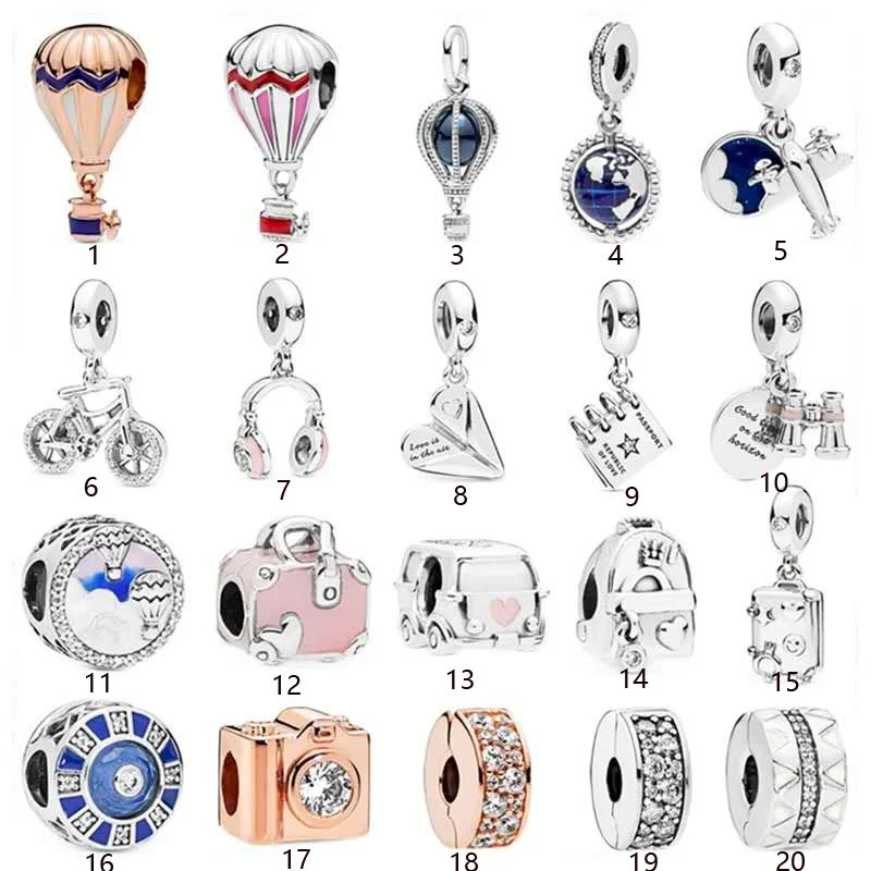 

Authenticr Charms Hot air balloon plane earth The traffic tools Charm fit Pandora Bracelet and Necklace Girl Gift Jewelry