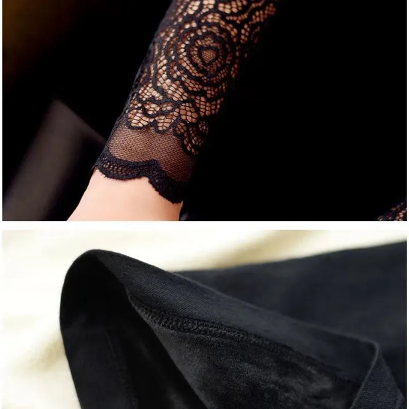 

2020 Autumn and Winter Warm Sexy Lingerie Seamless Sexy Breast Support Lace V-neck Long-sleeved Plus Velvet Thick Warm Top