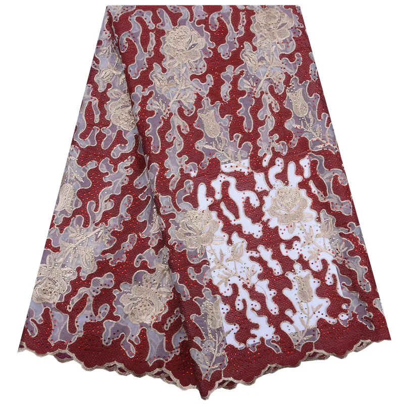 Красные африканские кружевные ткани для вечеринок Свадебные молочные шелковые