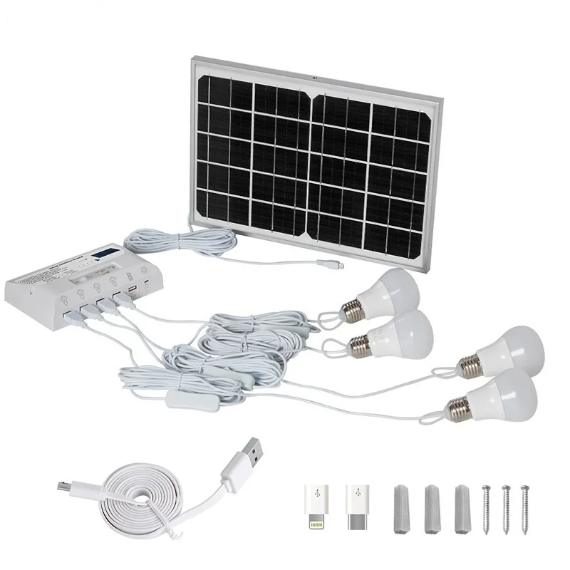 

The Solar Cell Solar LED Small System Lights Household Highlights Mobile Power Charge Bulk Lights