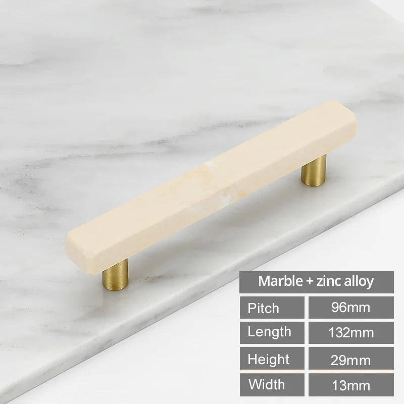 Beige 96mm Мраморные дверные ручки и ручки для мебели, шкафа, кухонного шкафа, комода из цинкового сплава, ручки ящика, тянет камень, камень, бежевый - Цвет: Beige 96mm