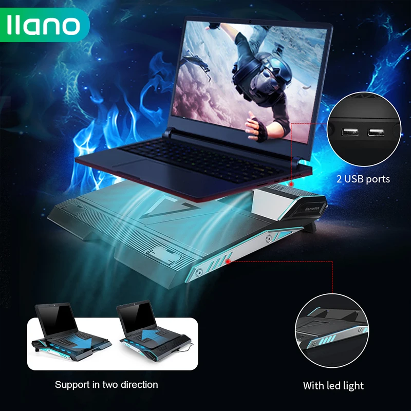 

LLANO V6 Portable Laptop Cooler with USB 2.0 Ports 16 Led Air Cooler Cooling Fan Base Notebook Cooler for 15 15.6 17 Inch Laptop