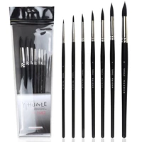 eval 7 pcsset round pointed watercolor brush nylon hair wooden handle acrylic painting pens student school drawing tools