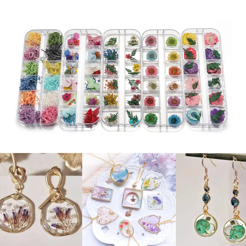 

1 Box 12 Style Real Dried Flower For Epoxy Resin Molds Fillings Nail Art Flower Pendant Necklace Jewelry Making Craft Supplies