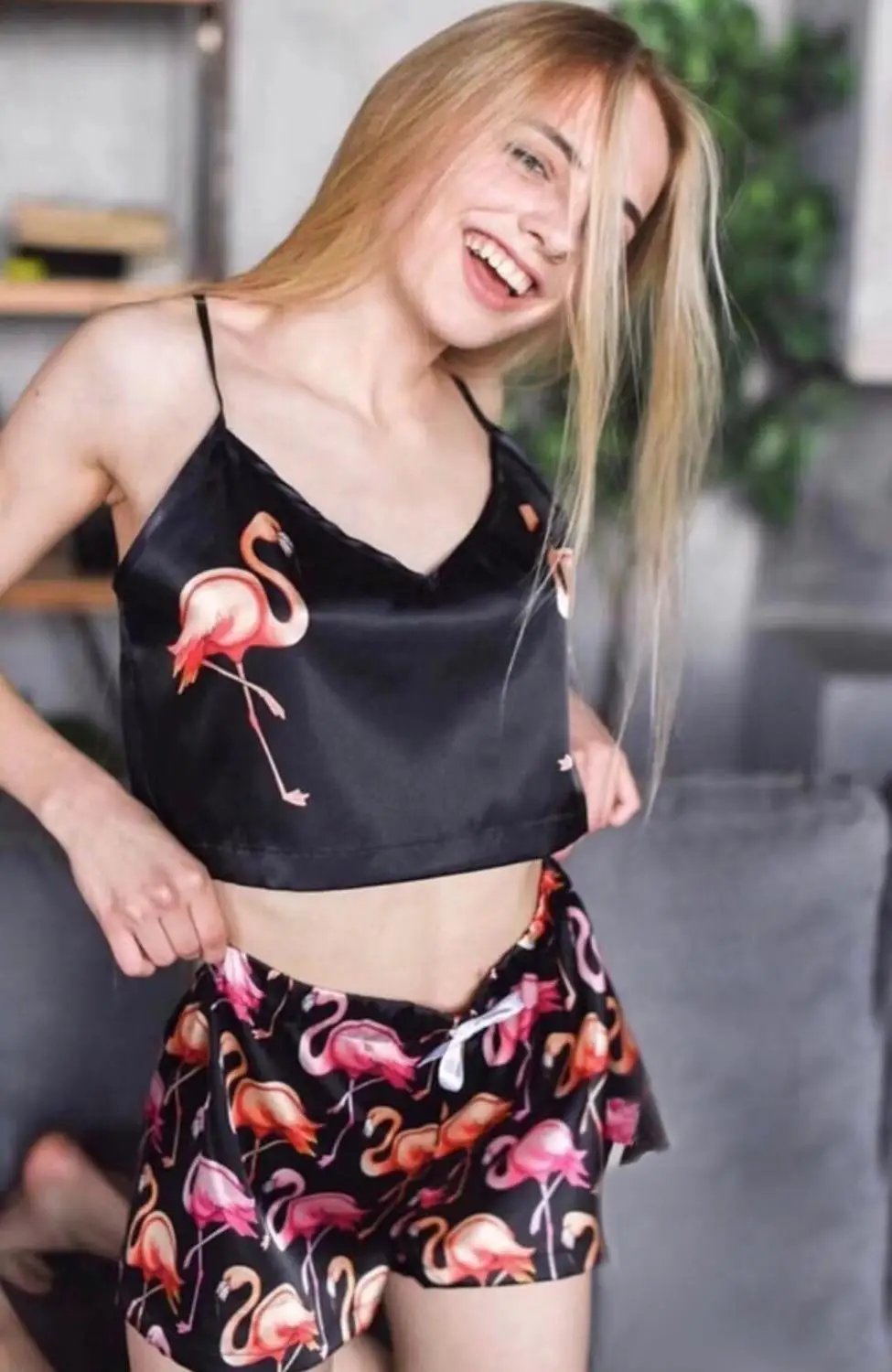 

Sexy Pajamas for Women Satin Sleepwear Silk Pajama Set Unicorn Pijamas Home Suit Summer Pyjama V Neck Woman Loungewear