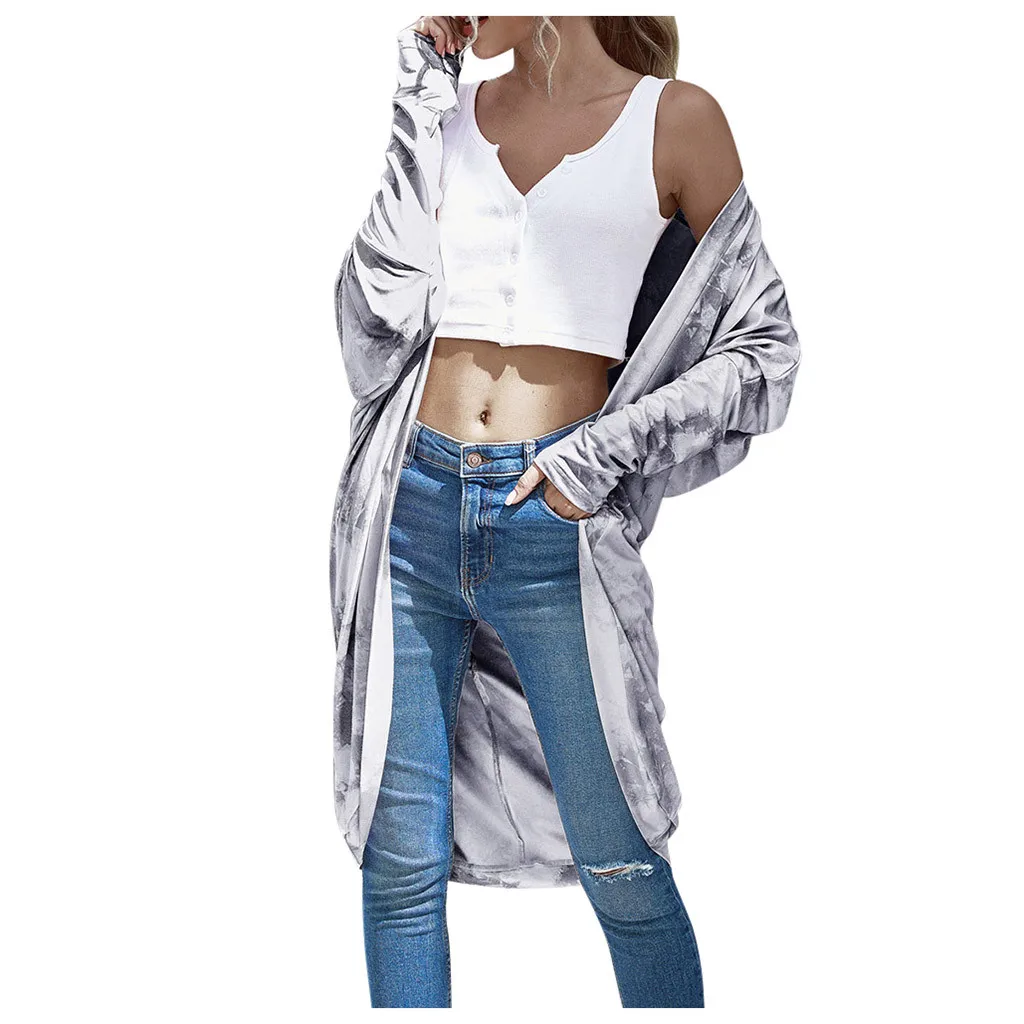 Весенне-осенние женские блузки с принтом в виде галстука-красителя длинным