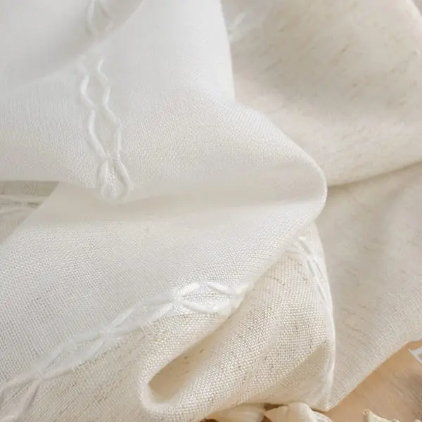 White Tulle MAKEHOME Япония стиль льняное хлопковое окно современный занавес s для спальни гостиной элегантное жаккардовое толстое однотонное занавес - Цвет: White Tulle