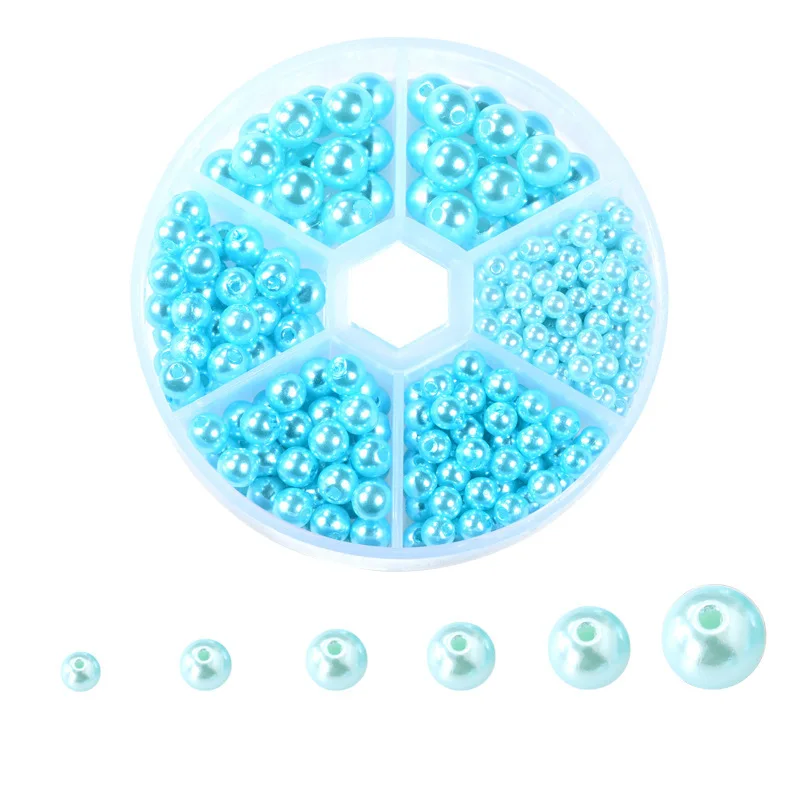 Набор бусин 4/5/6/8мм 320 шт. Белые круглые бусины из смолы ABS имитации жемчуга на подставке для ручной работы и ремесла.