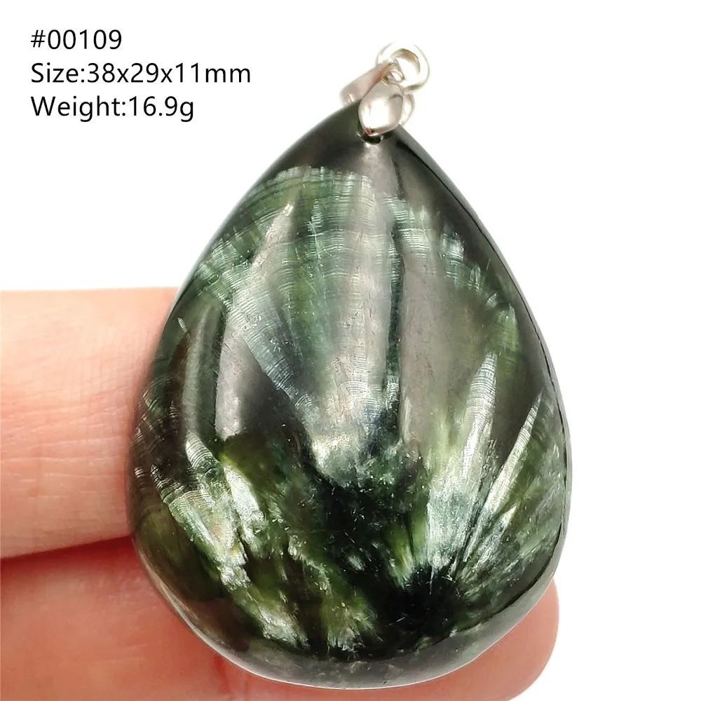 Натуральный зеленый Серафинит женский кулон ожерелье из драгоценных камней