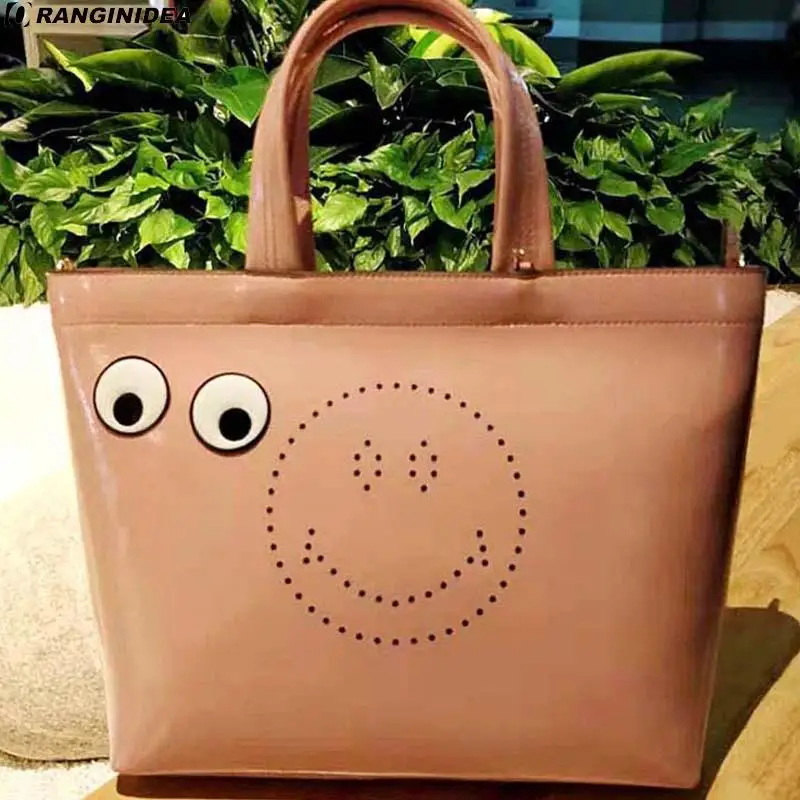 Cartoon Eyes Smiling Face Leather Sticker Is Suitable For The Mobile Phone Is Suitable For Female Bag Men's Bags On The Back