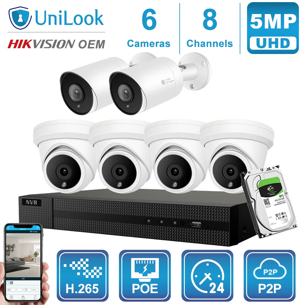 4-Dome 2-Bullet kit Hikvision OEM 8CH 4 к NVR 5MP купол/пулевые смешанные POE IP Камера 4/6/8 шт. комплект открытый системы безопасности CCTV NVR Kit с 1/2/4 ТБ HDD - Цвет: 4-Dome 2-Bullet kit