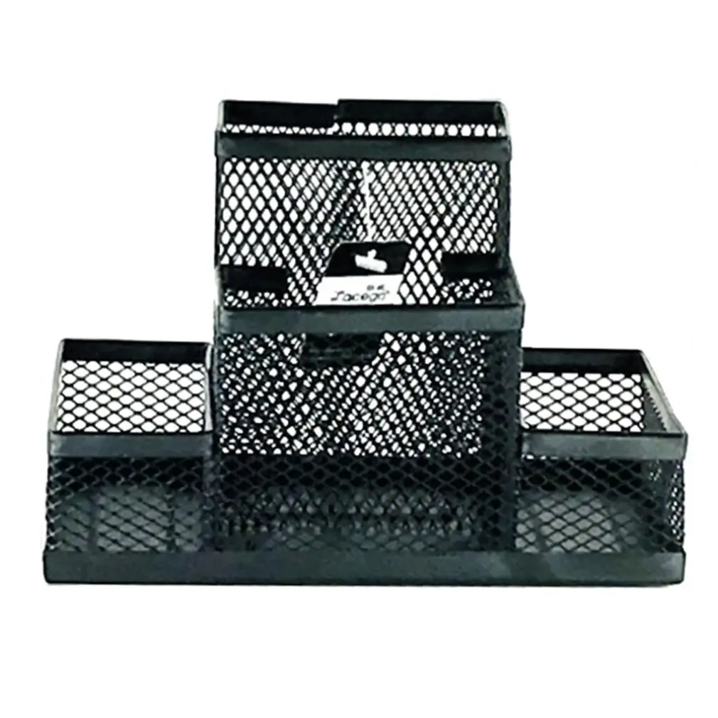 Pen Holder Iron Three Grid Storage Student Stationery Desktop Office Box File Rack Creative Metal | Канцтовары для офиса и