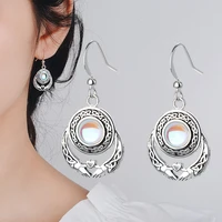 2 styles european and american earrings pendant new retro hand holding heart moonstone jewelry accessories for beautful ladies