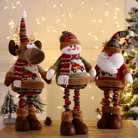 christmas stretchable doll santa claus snowman standing rustic plush toy xmas new year decoration home kids gifts navidad 2022