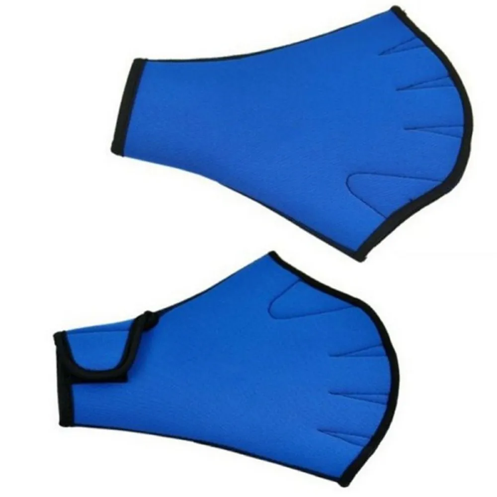 

1 Pair Water Aerobics Aqua Jogger Swimming Swim Surfing Diving Webbed Neoprene Paddle Gloves Blue Swimming Training Tools