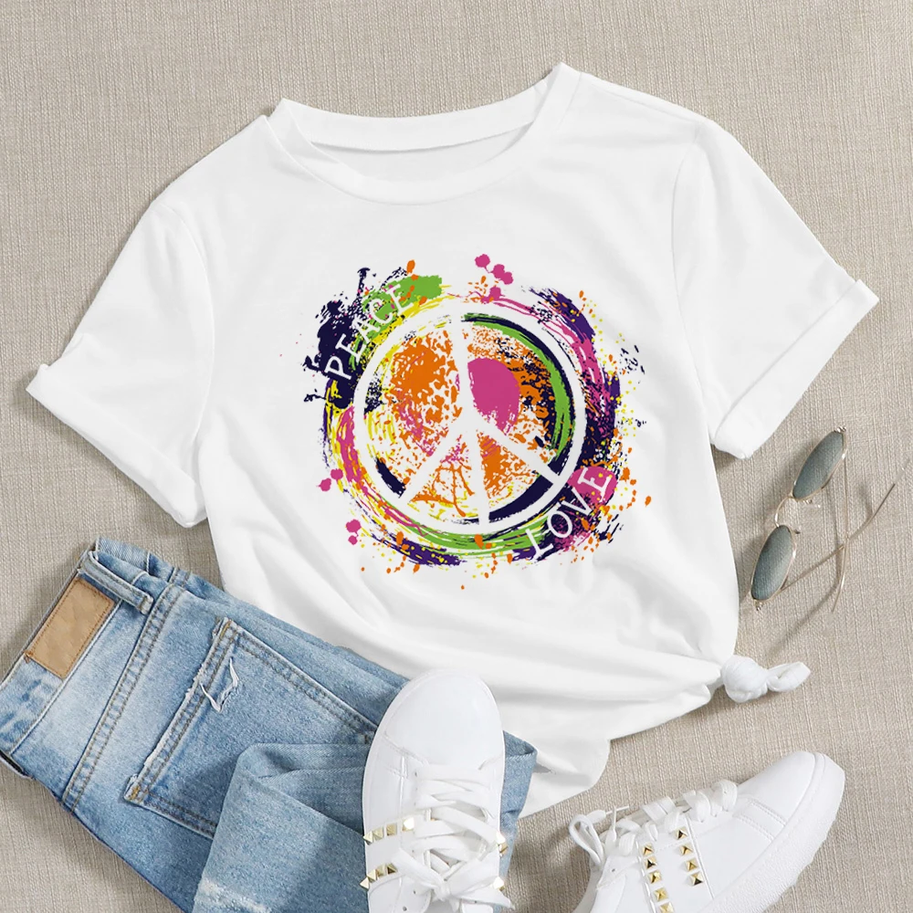 

LOVE Peace Letter Gorgeous Aesthetic Printed Women T-shirts Ropa Mujer High Quality Tops Streetwear Punk Tshirt Summer Clothes