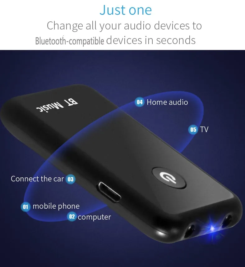 2 в 1 беспроводной Bluetooth-совместимый передатчик приемник стерео аудио музыкальный