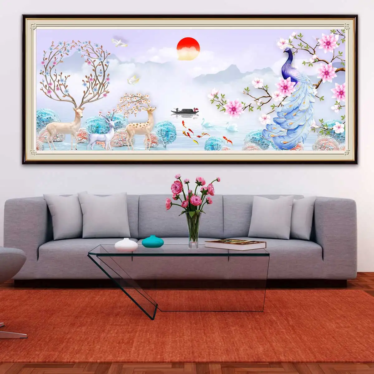

DIY Diamond Embroidery Peacock Needlework Sunrise Scenery Full Square Round Drill 5D Diamond Painting Cross Stitch Home Decor
