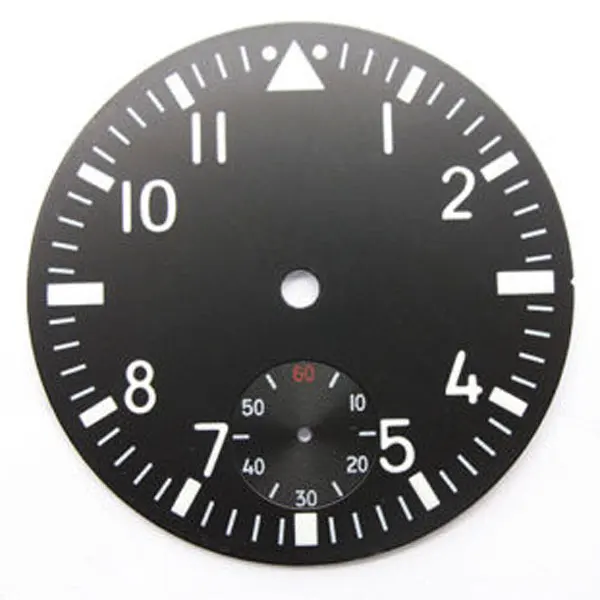 

Classic 38.9MM Black Sterile Dial White Numerals Marks Watch Dial Fit For ETA 6498 Hand Winding Movement