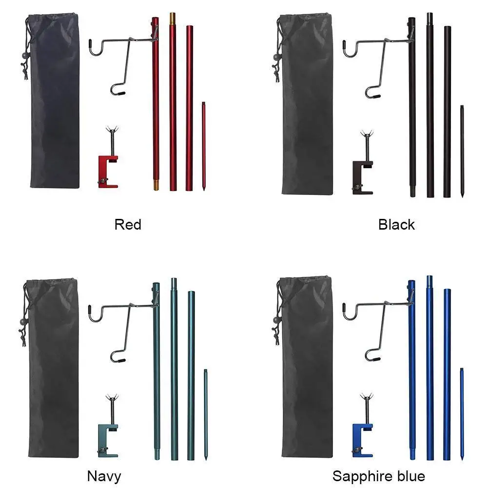 

Folding Lantern Post Pole Portable Lamp Stand Hook Collapsible Hanging Double Hook Light Stand Holder For Camping Fishing Picnic