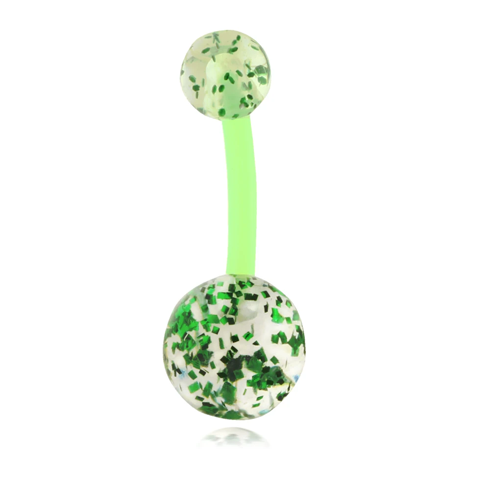 NO.23-green JUNLOWPY Сексуальные акриловые ювелирные изделия для тела кольца для пупка из нержавеющей стали винт Nave Бар Пирсинг Штанга 14 г Nave кольцо Штанга 1 шт - Окраска металла: NO.23-green