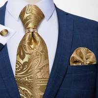 new fashion yellow paisley ties high quality 100 silk necktie for business wedding party tie hanky set men accessories dibangu