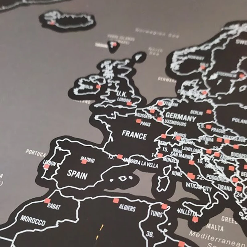 Скретч Карта Золотая фольга черная путешествия мир скретч от фольги слой