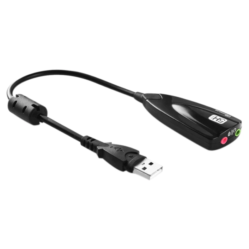 

External USB Sound Card 7.1 Adapter 5HV2 USB Sound Antimagnetic Audio Headset Microphone 3.5mm Jack for Laptop PC