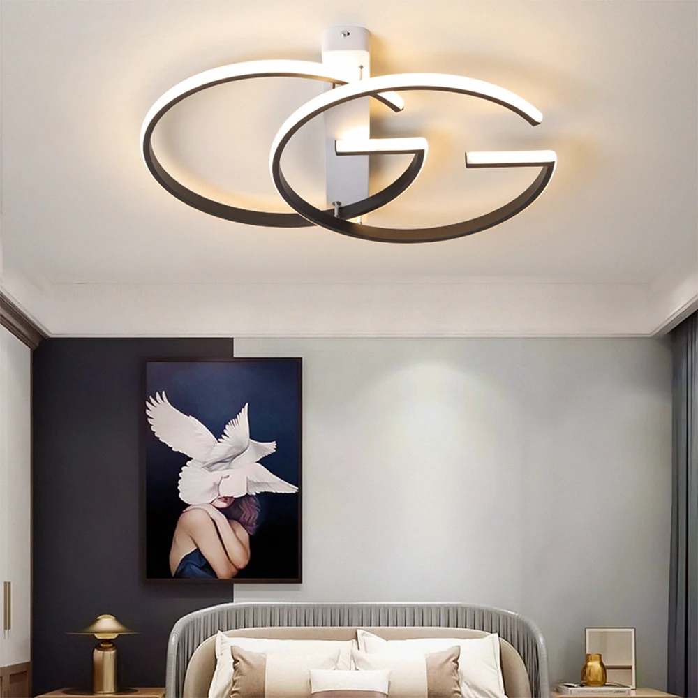 современная светодиодная круглая кольцевая люстра потолочная черная круглый